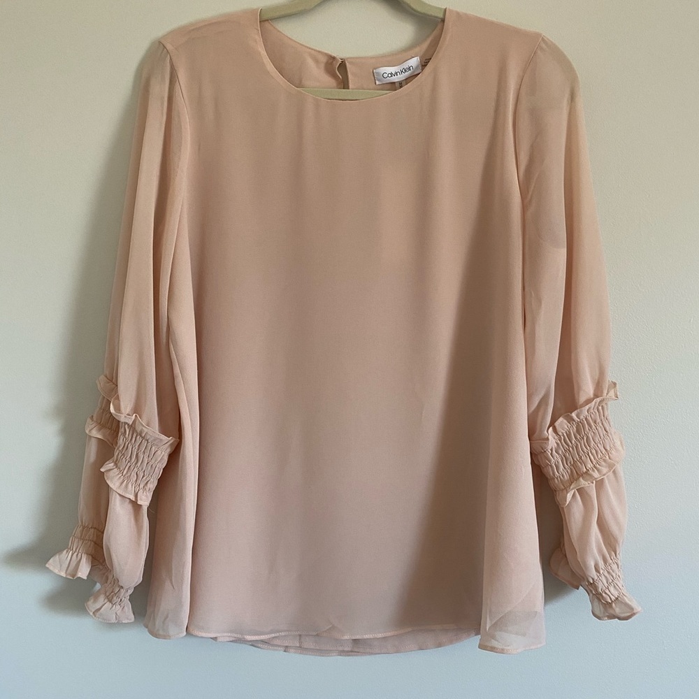 Calvin Klein Ruffle Sleeve Blouse